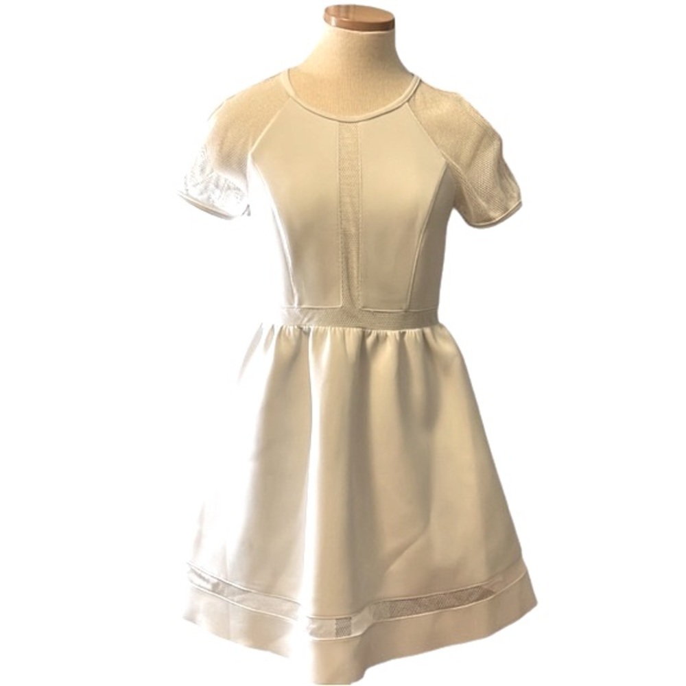 Rachel Zoe Mesh Short Sleeve Mini Dress, White, size 2